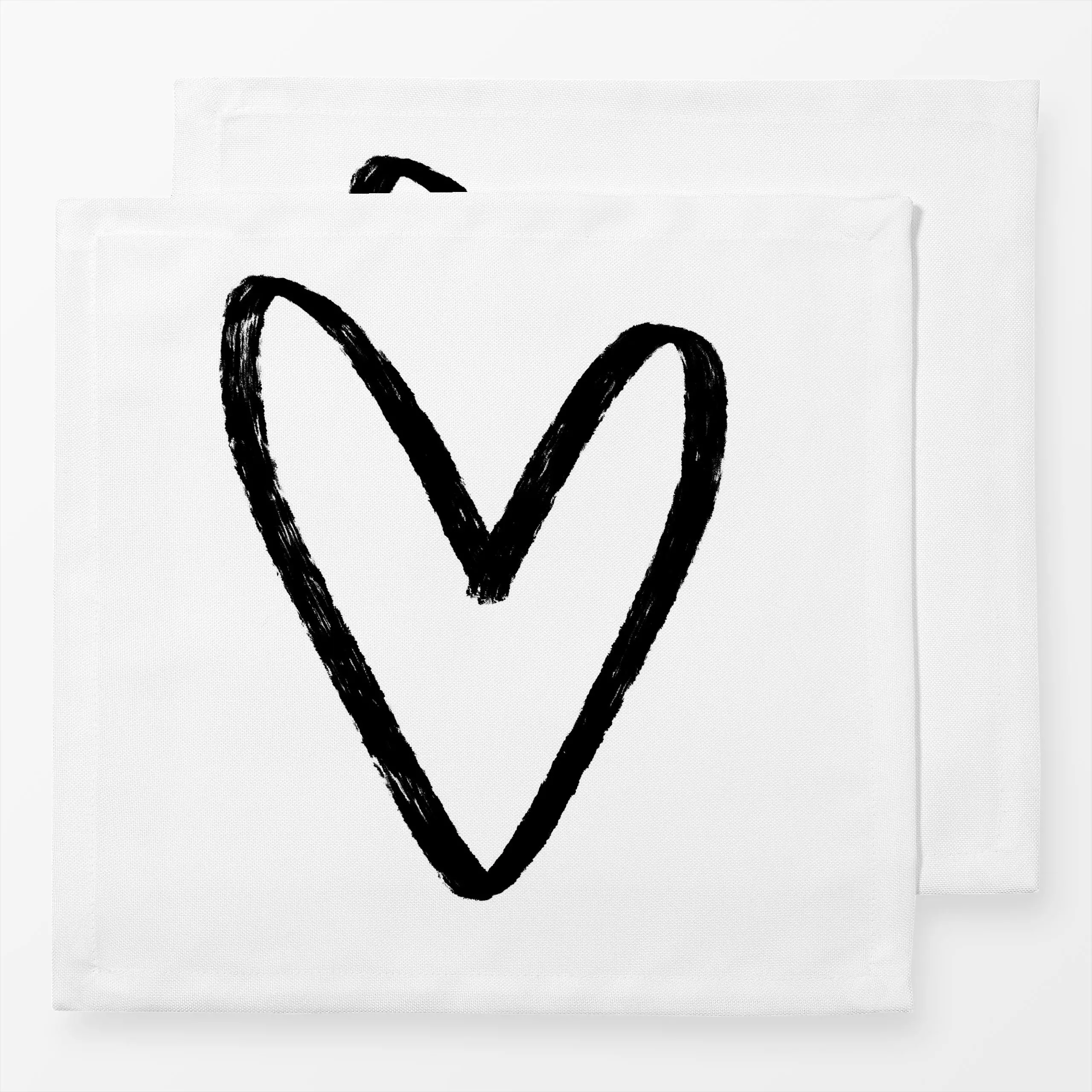 Servietten Pinselherz - Liebe, Romantik & Pride - von „Lena Lackmann"; schwarz, allover, Herzen, Valentinstag, Liebe, Weiss,...