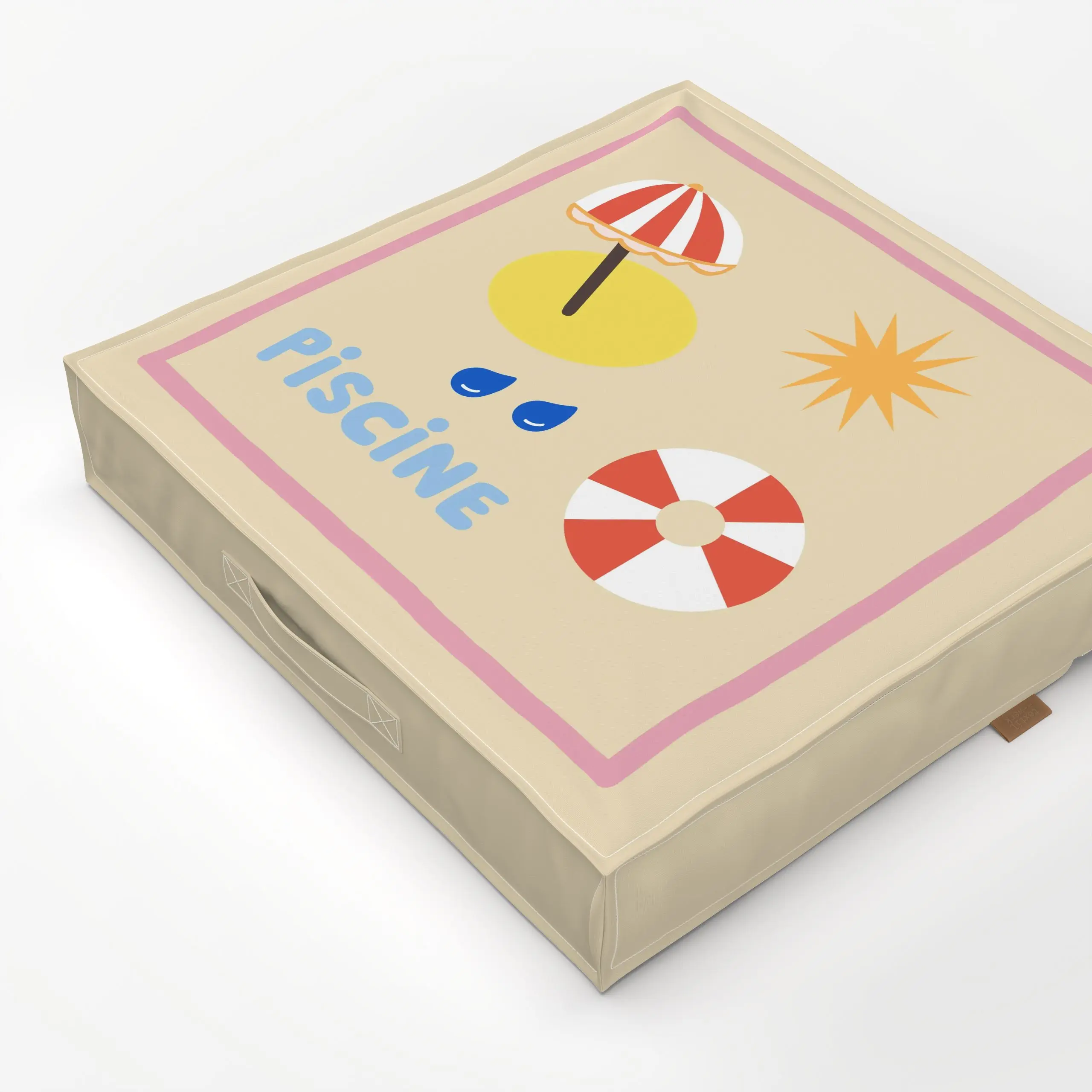 Bodenkissen Piscine - Sommer, Sprüche & Schriftzüge - von „Ines Keck"; Wasser, Meer, Strand, Sonne, Sommer, Mittelmeer, Sonn...