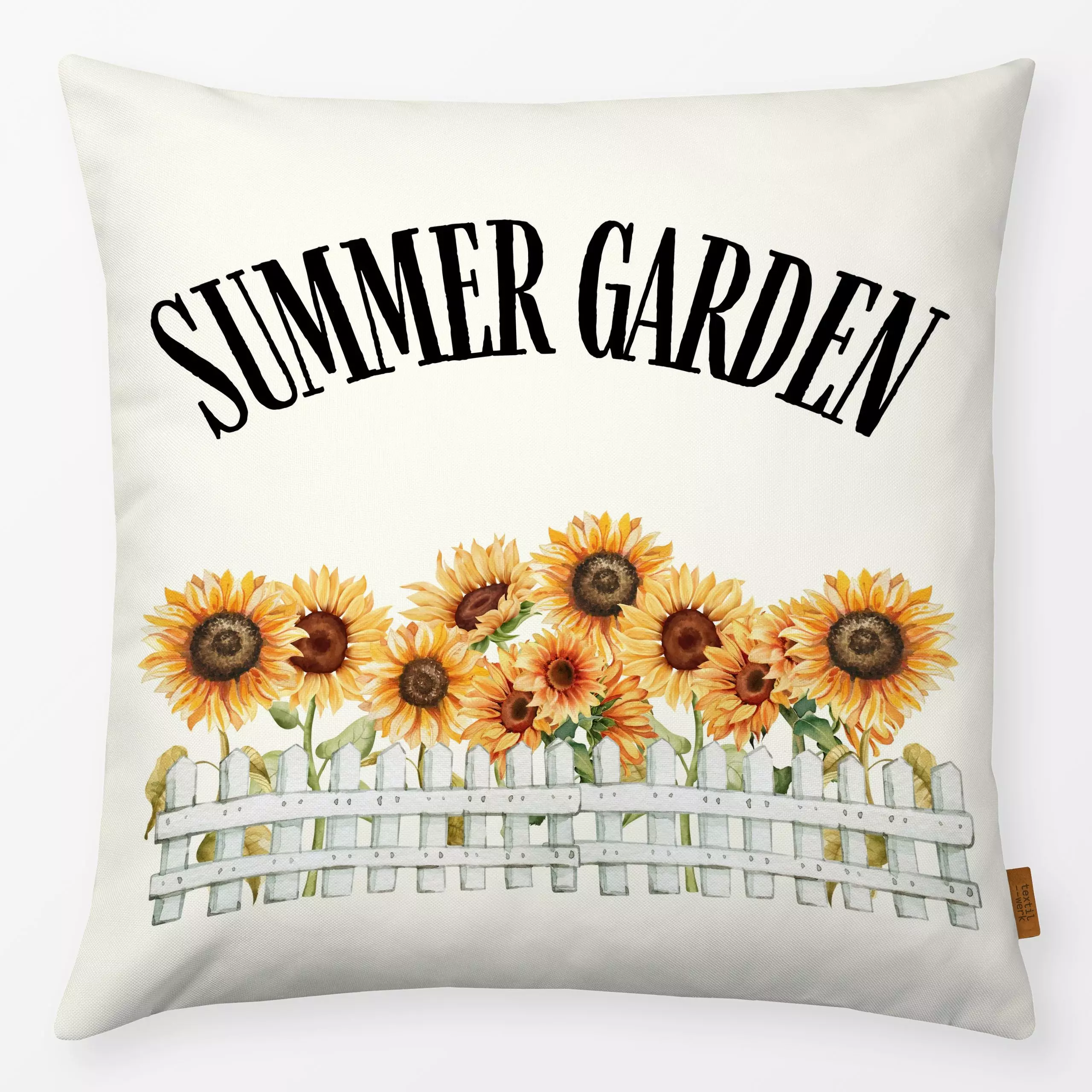 Kissen Cottage Summer Sunflower 2 - Blumen & Florales, Sprüche & Schriftzüge, Retro & Vintage - von „Monika Strigel"; sonnen...