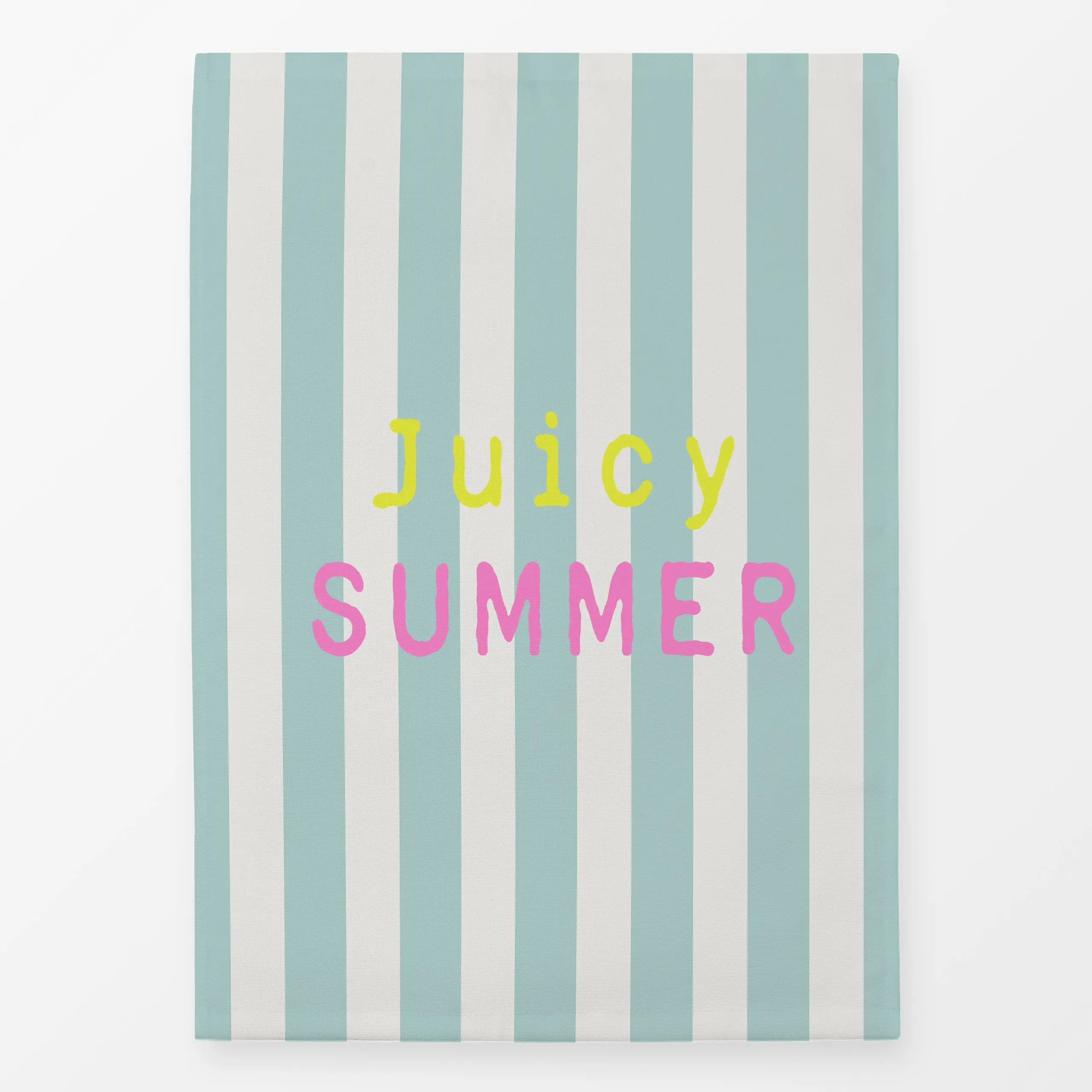Geschirrtücher Juicy Summer icy morn blau - Sommer, Sprüche & Schriftzüge, Symbole & Muster - von „Katrin Graff“; Streifen, ...