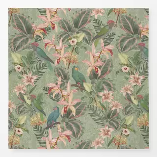 Tischdecke Vintage Dschungel Vögel Grun