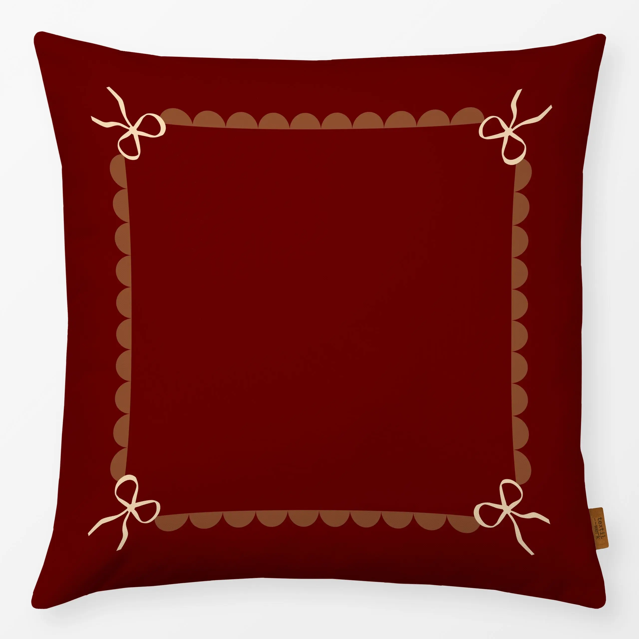 Kissen Vier Schleifen dunkelrot - Weihnachten, Winter - von „Kerstin Ax"; Retro, Weihnachten, Winter, schleife, klassisch