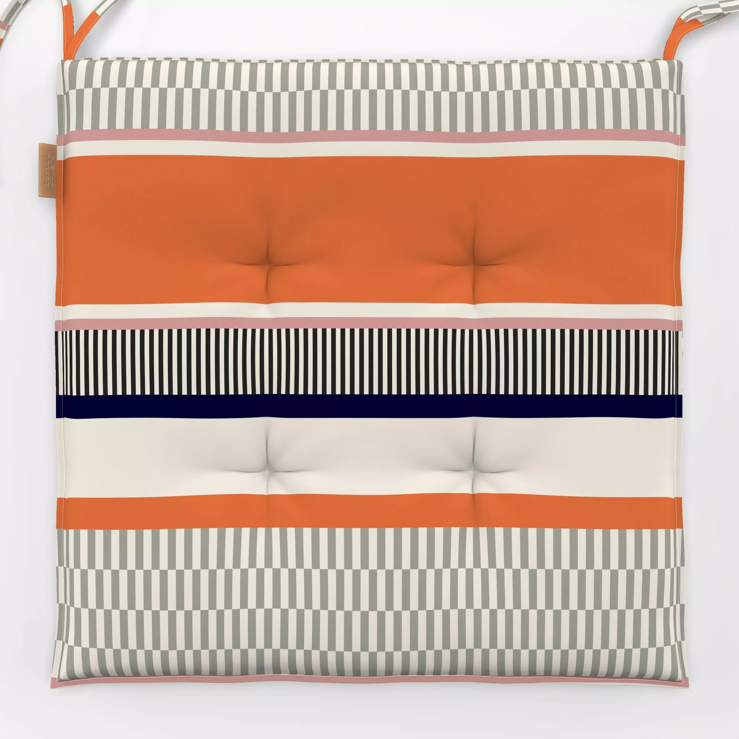 Sitzkissen Mediterranean Joy 2 - Symbole & Muster - von „Eda Şahin"; Muster, Struktur, abstrakt, Streifen, kleingemustert, G...