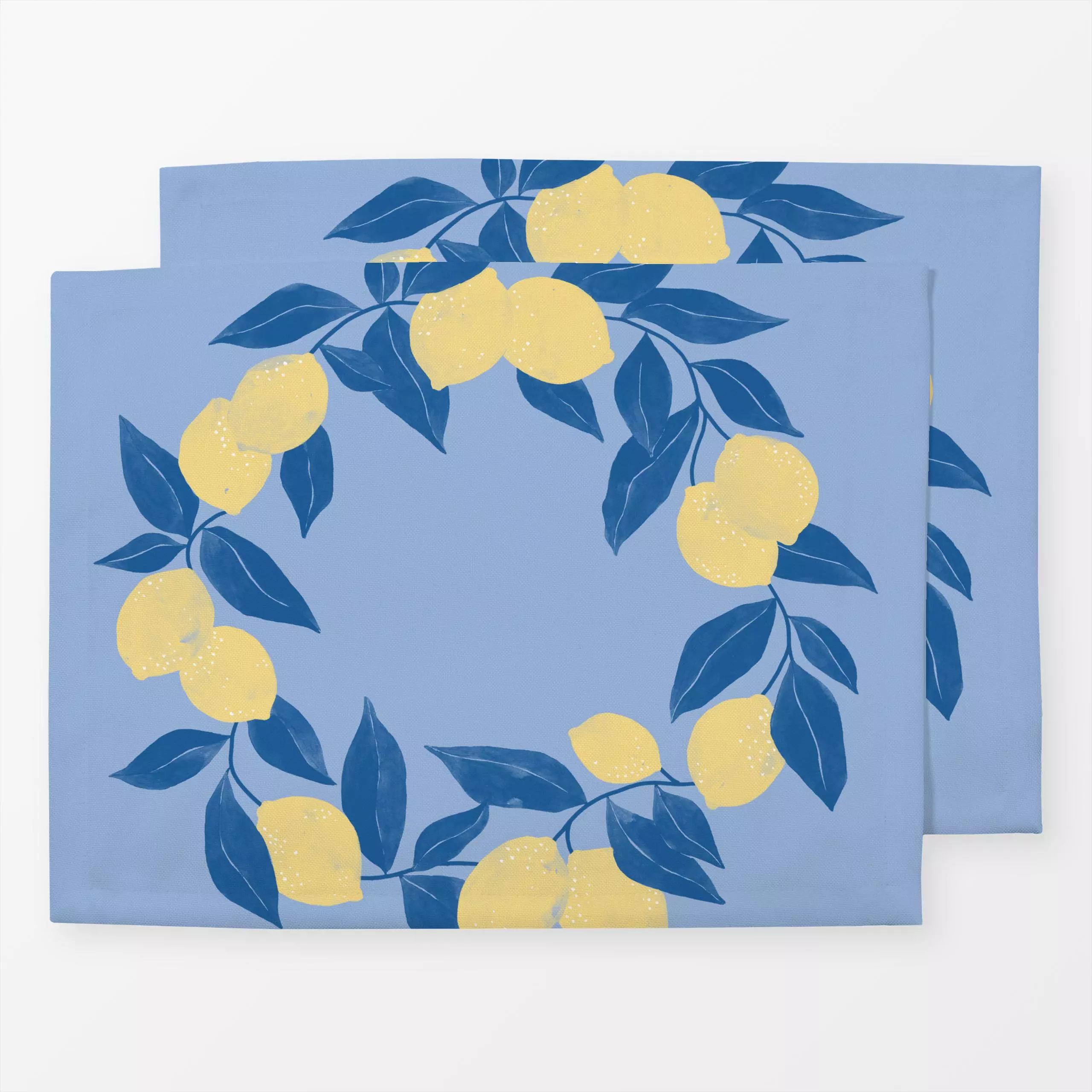 Tischset Zitronen Kranz 1 - Sommer - von „Primus Pattern"; Blätter, Zweige, Zitrone, maritim, Zitronen, Zitrusfrucht, lemon,...
