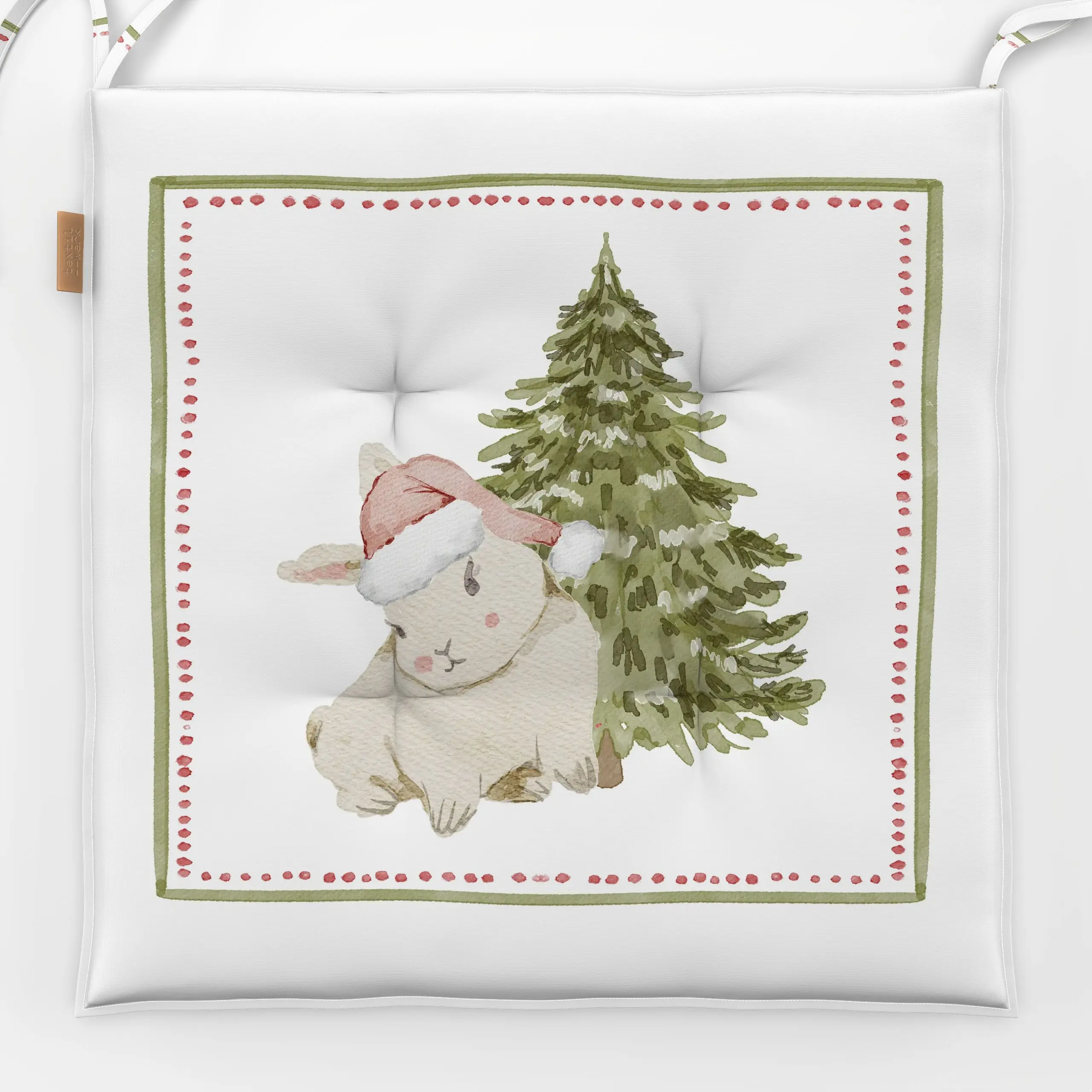 Sitzkissen Weihnachts Fun Nostalgie 1 - Weihnachten, Winter - von „Uta Naumann"; Wasserfarben, Hase, Weihnachtsmann, Kaninch...