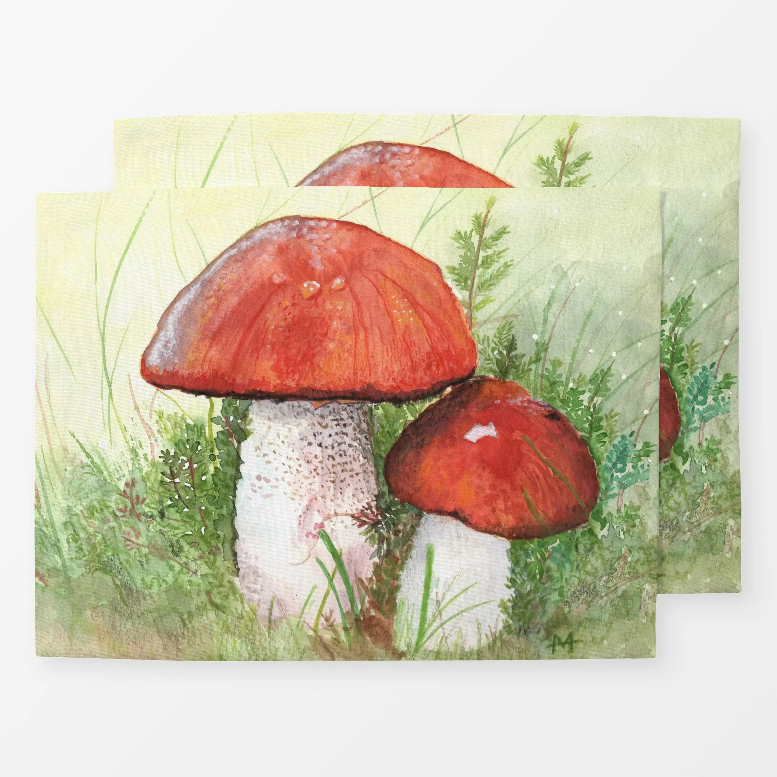 Tischset Roter Pilz - Aquarell - Herbst, Natur & Landschaft, Gemüse - von „Mareen Heinz"; Aquarell, Illustration, Wald, Herb...