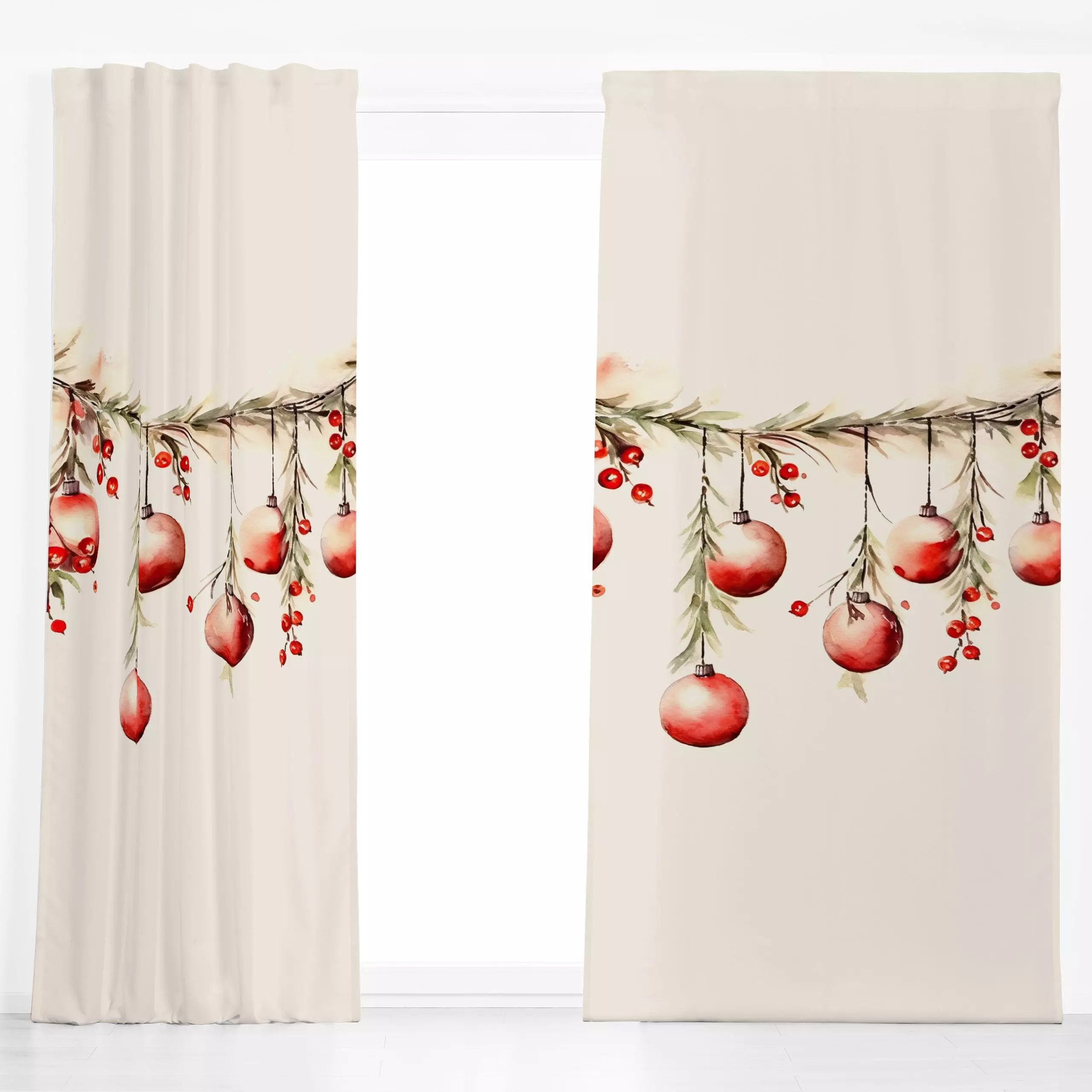 Dekovorhang Weihnachts Girlande - Weihnachten, Winter, Retro & Vintage - von „Uta Naumann"; Tanne, Weihnachtsmann, Winter, w...