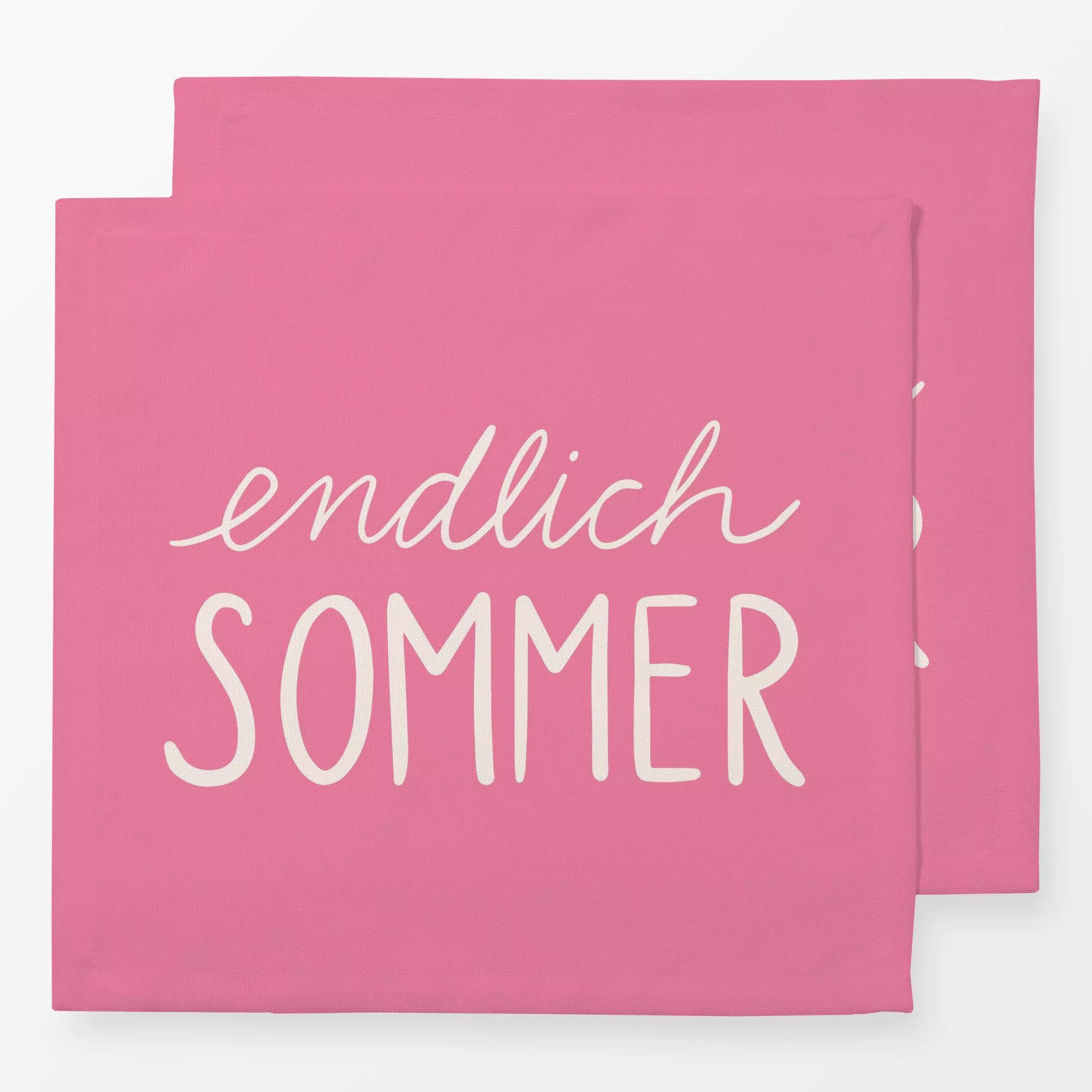 Servietten Endlich Sommer typo pink - Sommer, Sprüche & Schriftzüge - von „Kathrin Woo"; Kissen, Sommer, typografie, Spruchk...