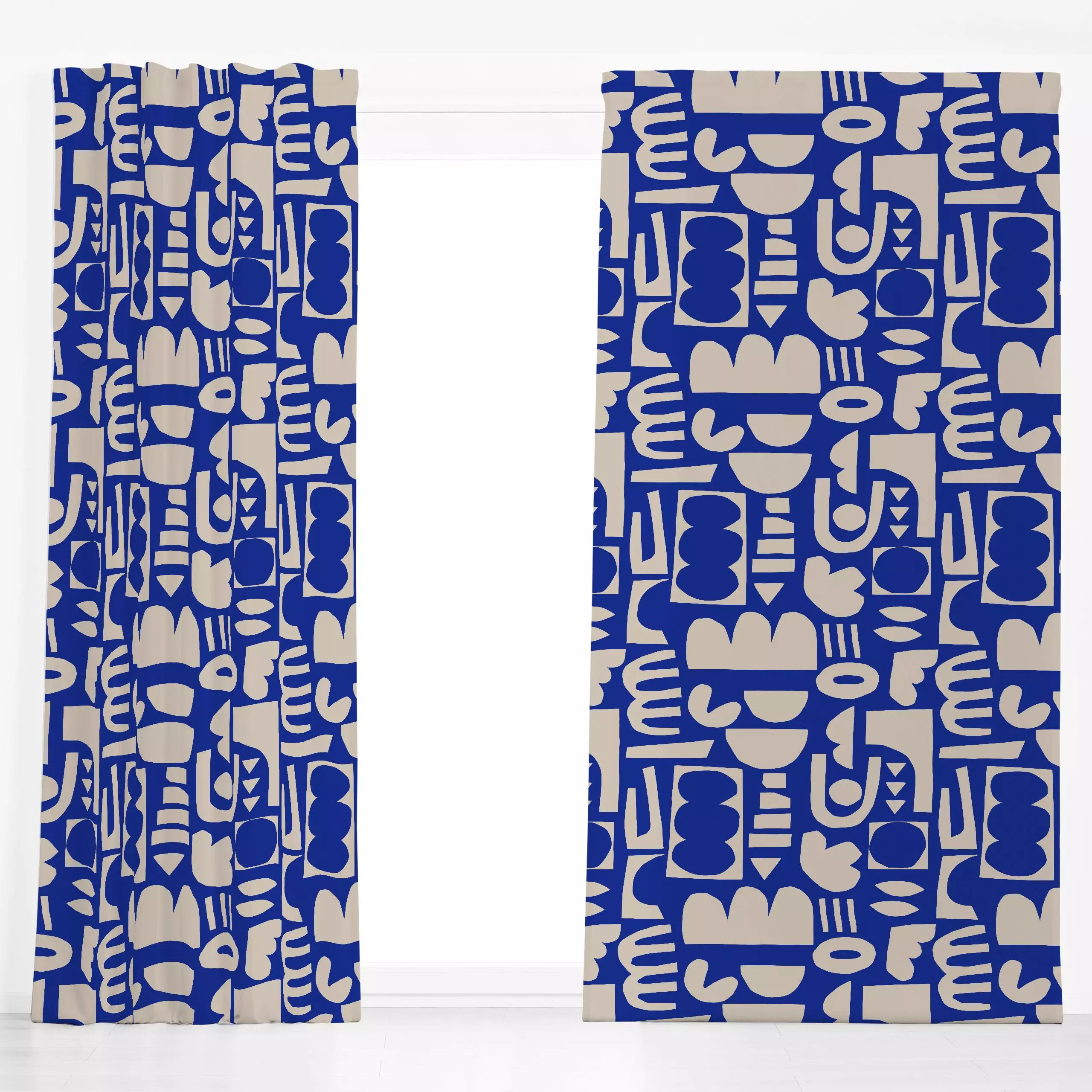 Dekovorhang Sand Mix of Shapes Royal - Symbole & Muster - von „Lisa Jasmin Bauer"; modern, formen, Scandianvian, trend, Scan...