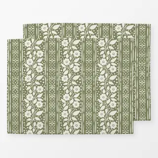 Tischset Florale Streifen Sage Grün