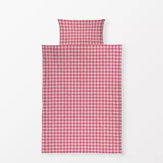 Bettwäsche Gingham Karo Rosa Beige
