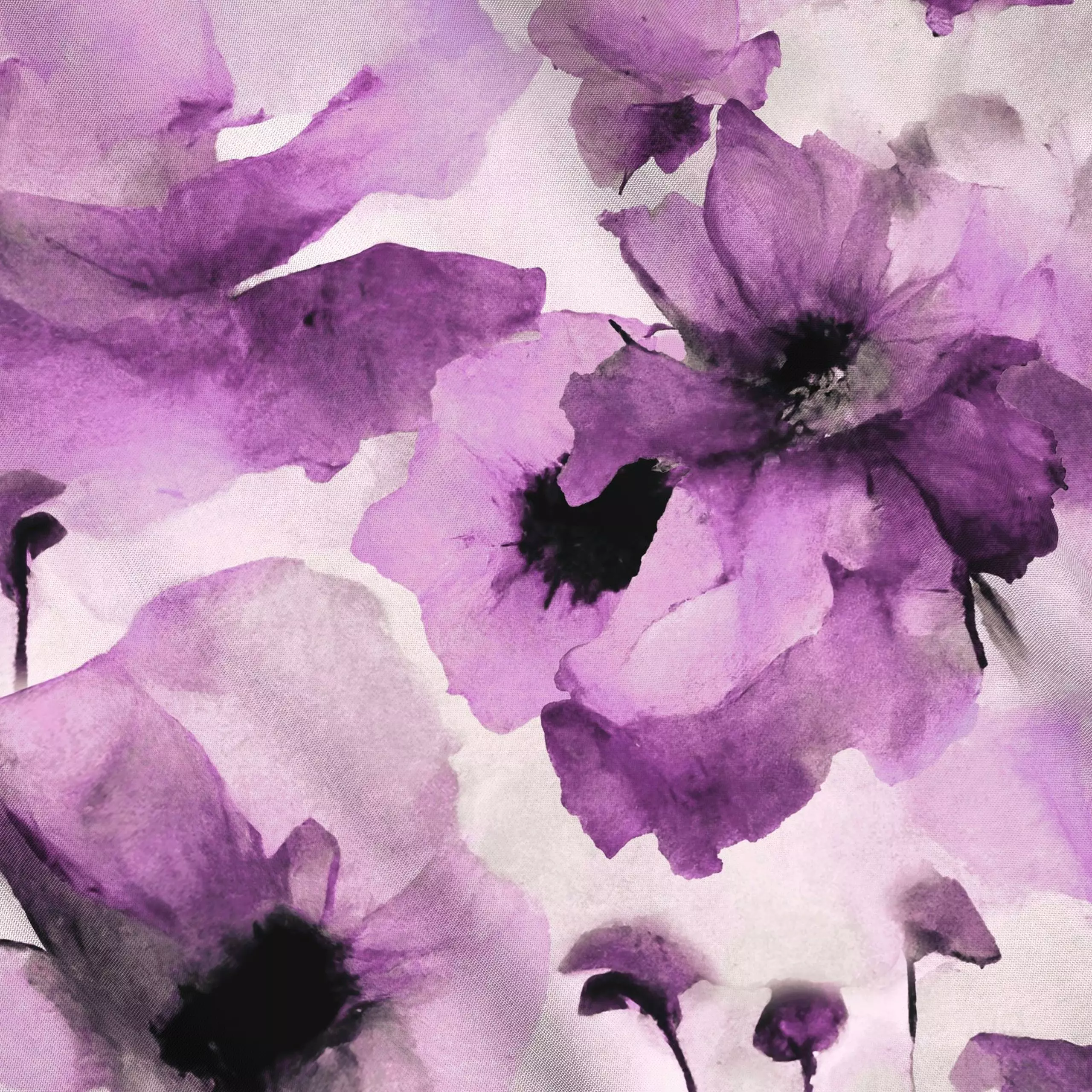 Meterware Wild Poppy Flower purple - Blumen & Florales, Pflanzen & Botanik - von „Andrea Haase"; Aquarell, Natur, Wildblumen...