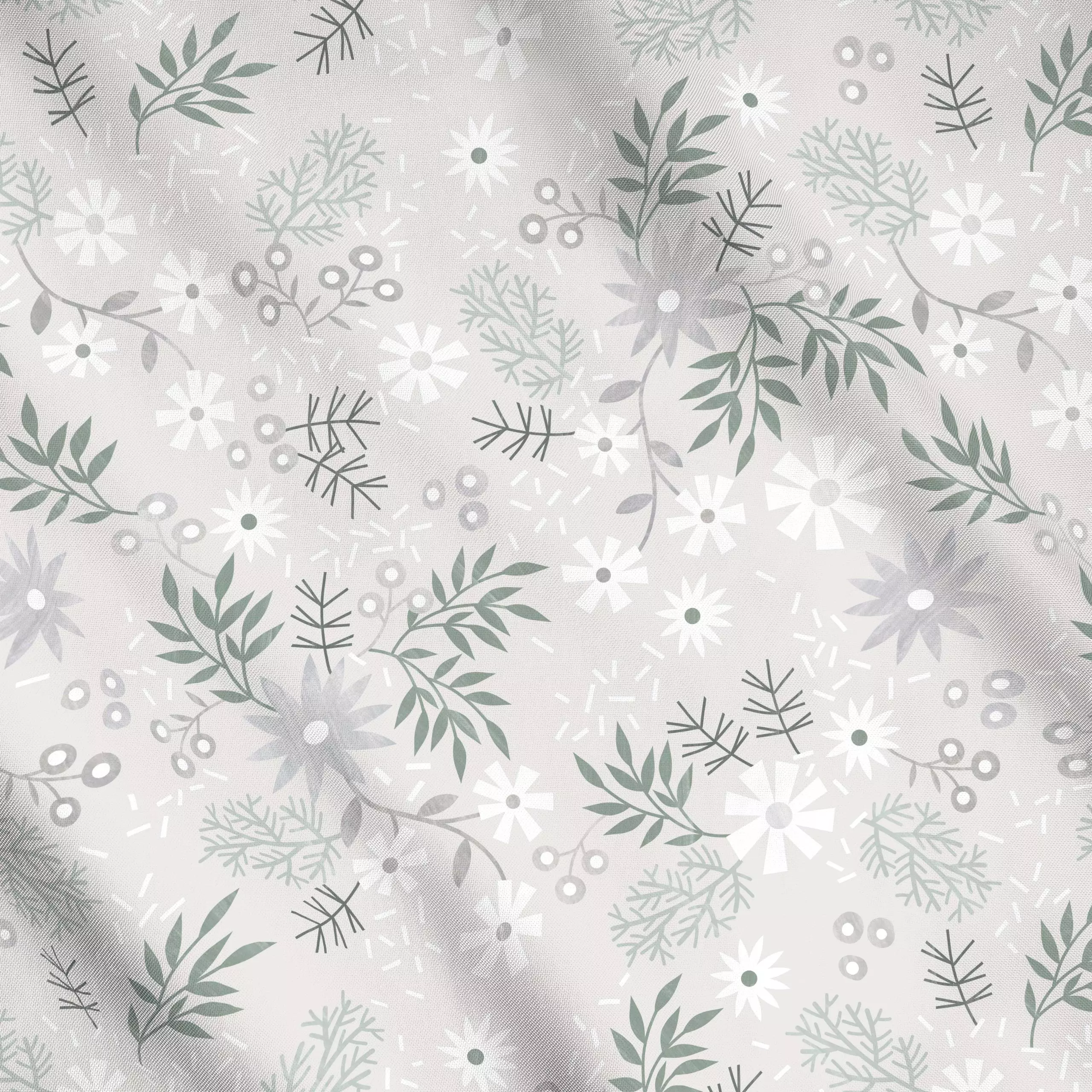 Meterware White Floral - Blumen & Florales, Winter - von „Carole Aufranc"; Natur, grau, Blätter, Blüten, beige, Botanical, f...