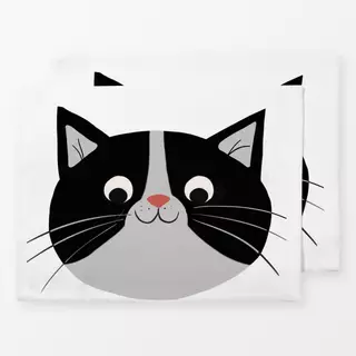 Tischset Freundliche Katze schwarz weiß
