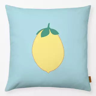 Kissen Vintage Zitrone Blau