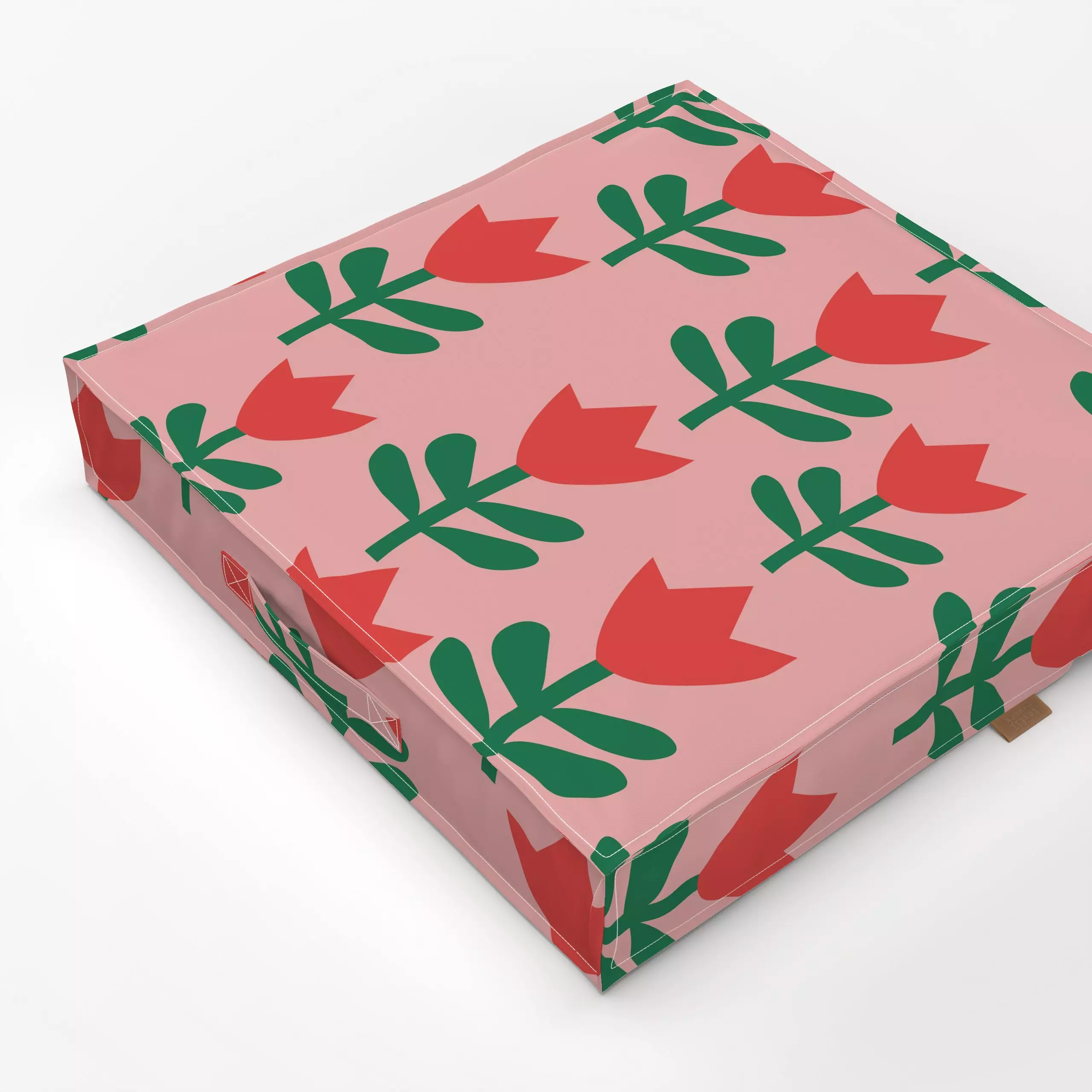 Bodenkissen Hello Spring Pattern 2 - Blumen & Florales, Symbole & Muster - von „Jana Driver"; rosa, Tulpen, Blüten, pink, ro...