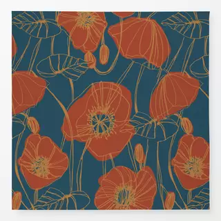 Tischdecke Mohn blau