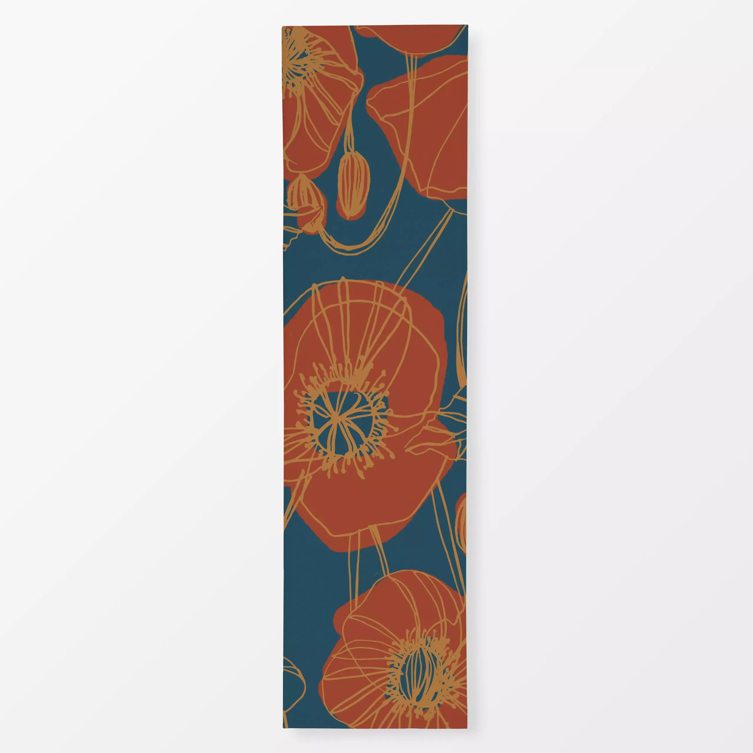 Tischläufer Mohn blau - Blumen & Florales, Sommer - von „Carla Schwolow"; Blumen, Mohn, Blüten, Sommerblumen, Orange, floral...