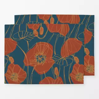 Tischset Mohn blau