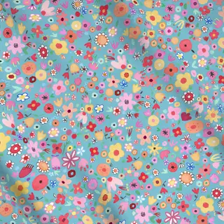 Meterware Ostern Frühling Blumen Blau