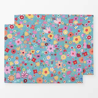 Tischset Ostern Frühling Blumen Blau