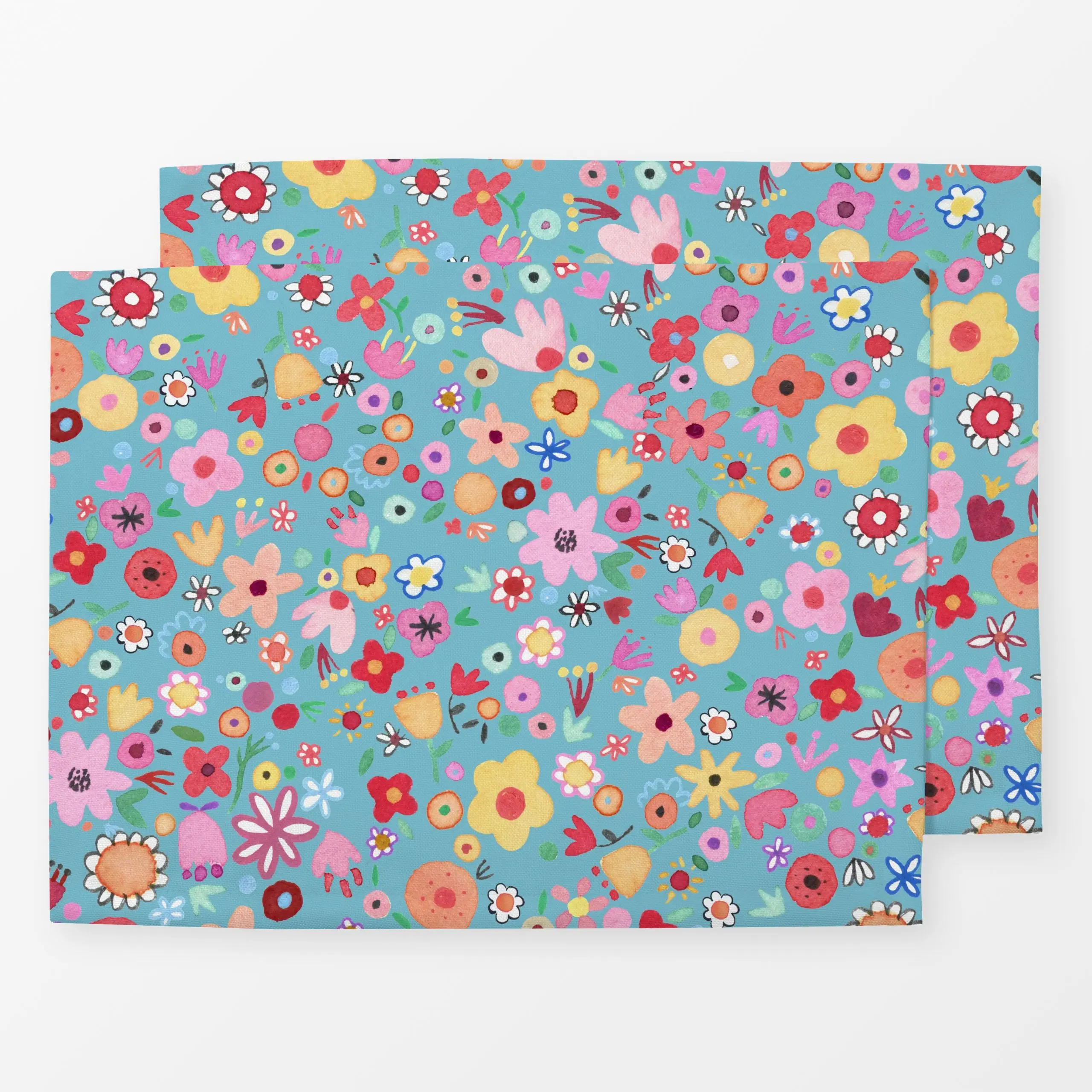 Tischset Ostern Frühling Blumen Blau - Blumen & Florales, Frühling, Sommer - von „Ninola Design "; boho, Blumen, Garten, Som...