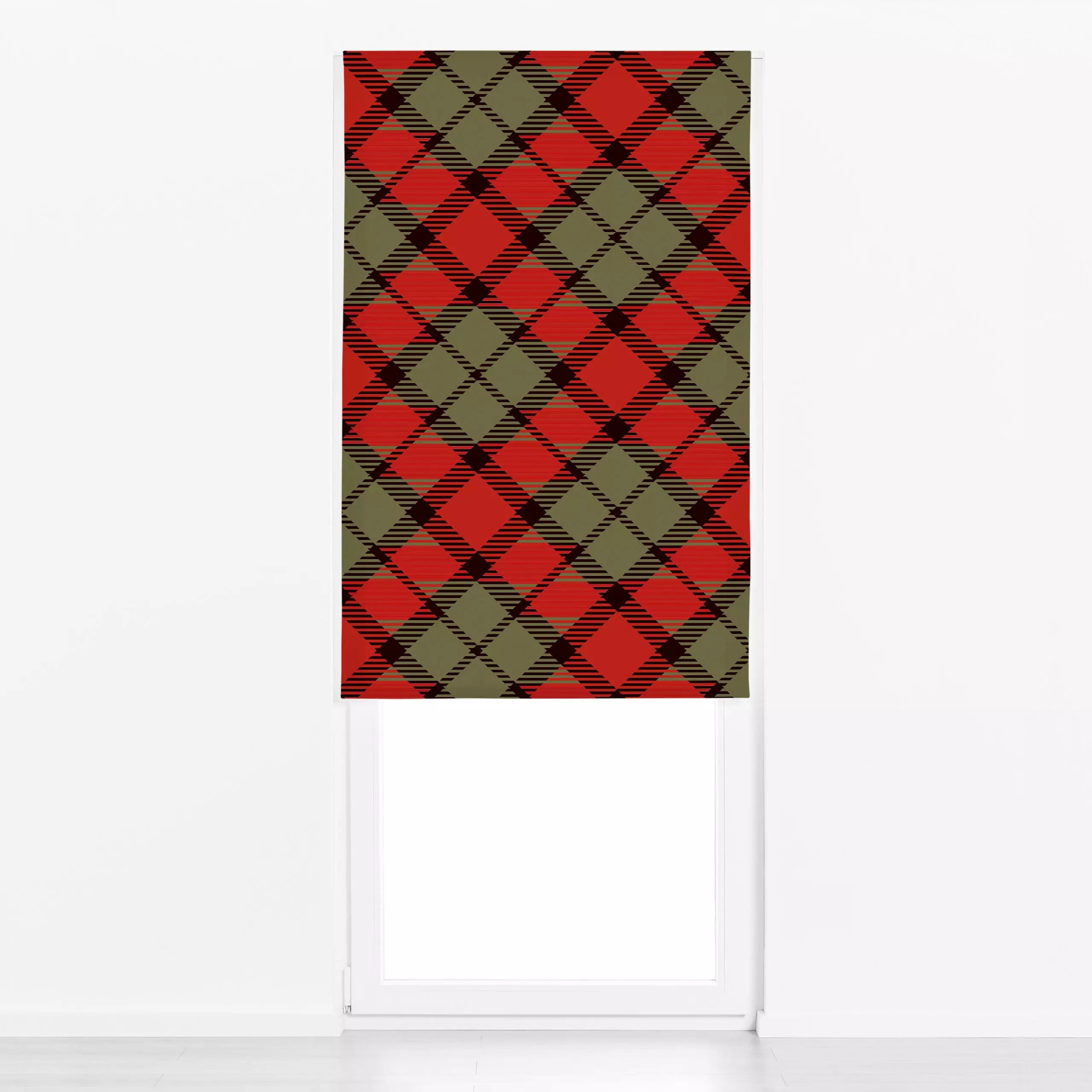 Raffrollo Herbst Tartan - Herbst, Symbole & Muster, Retro & Vintage - von „Uta Naumann"; boho, vintage, Karo, Herbstdeko, Ka...