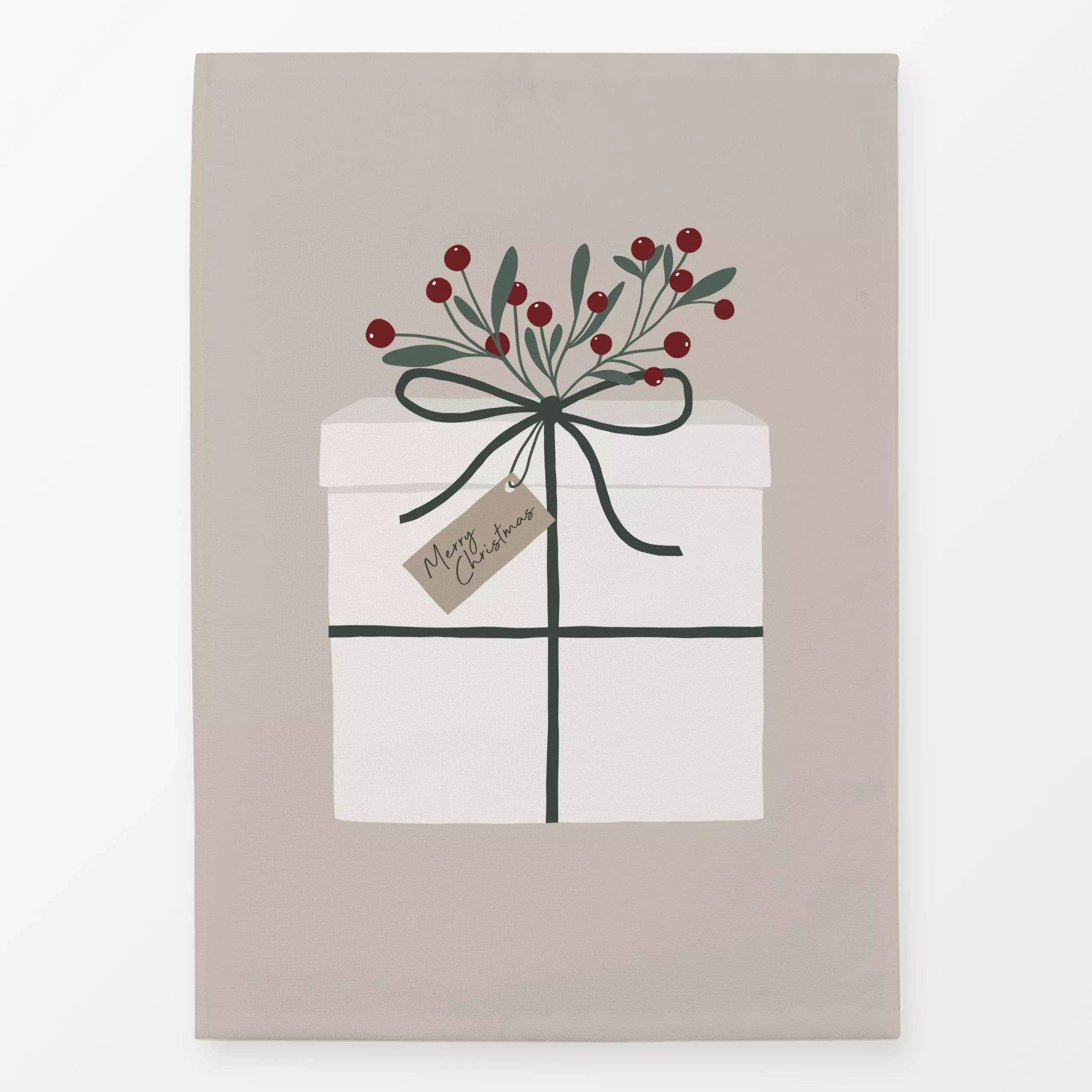 Geschirrtücher Geschenk Weihnachten beige - Weihnachten - von „Studio Kesse"; Merry Christmas, Weihnachten, Mistelzweig, Ges...