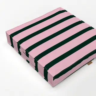 Bodenkissen Stripes dark green and pink
