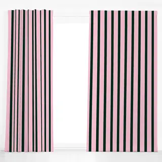 Dekovorhang Stripes dark green and pink