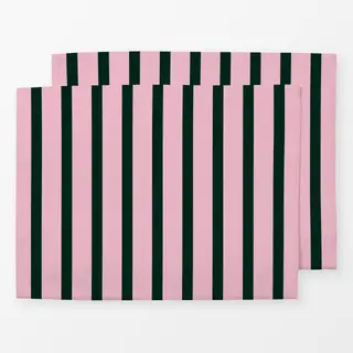 Tischset Stripes dark green and pink