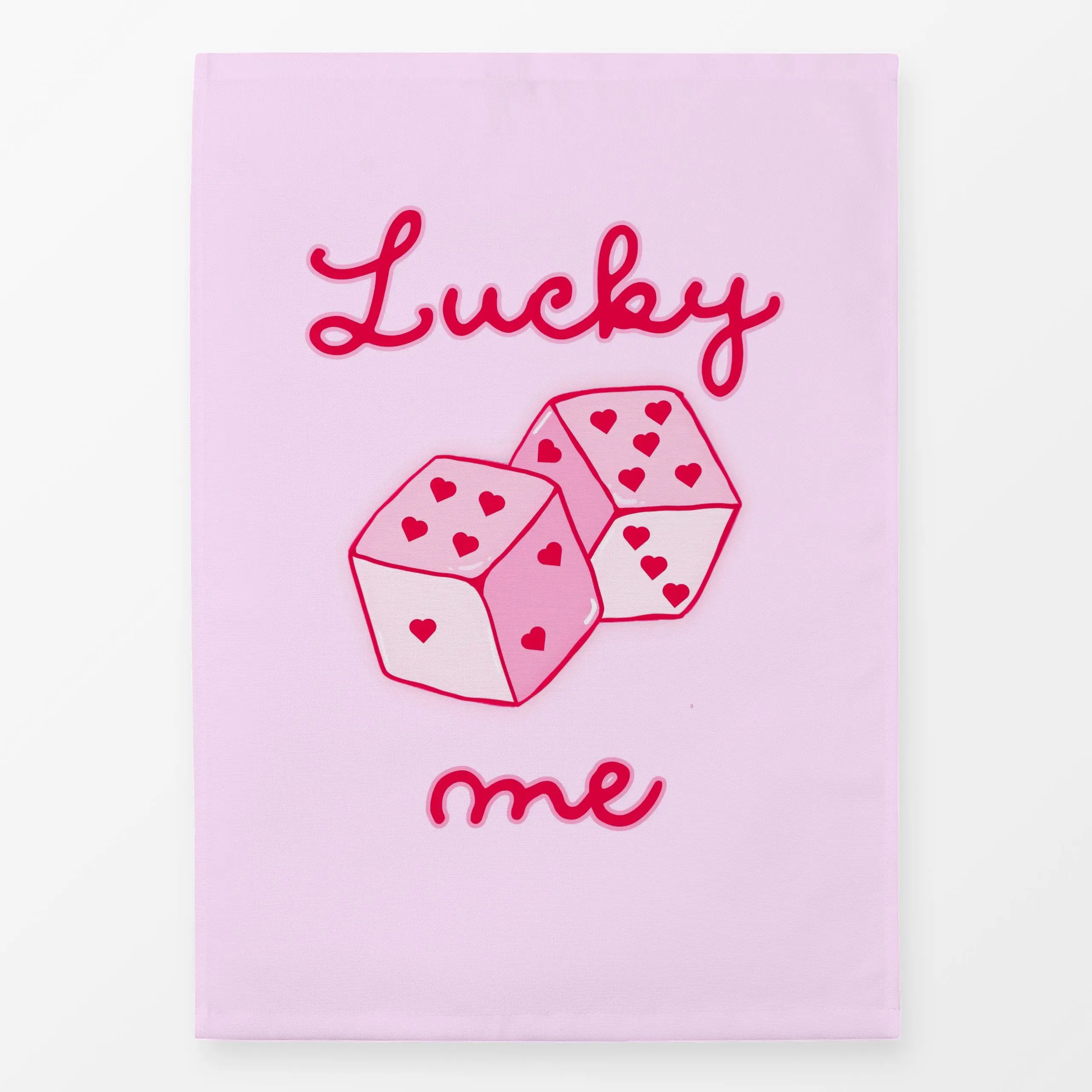 Geschirrtücher Lucky Me Würfel Pink - Liebe, Romantik & Pride, Sprüche & Schriftzüge, Anlässe - von „Monika Strigel"; Handsc...