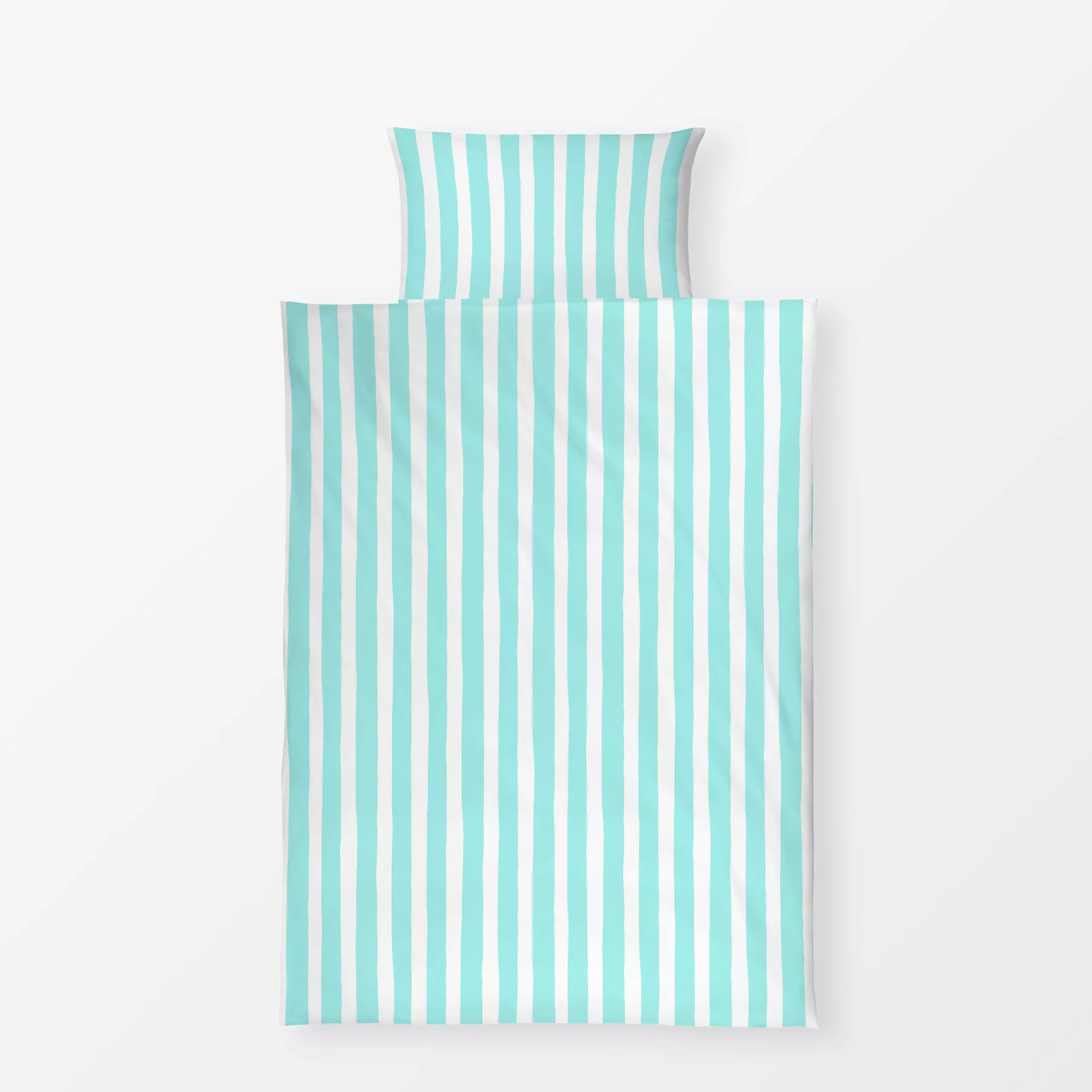 Bettwäsche Vertical Stripes Teal White - Symbole & Muster - von „Andrea Haase"; Streifen, Sommerblumen, blau, frisch, vertik...