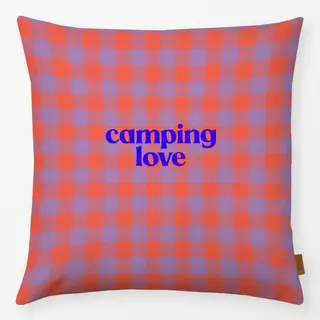 Kissen Gingham Camping Lover Lila