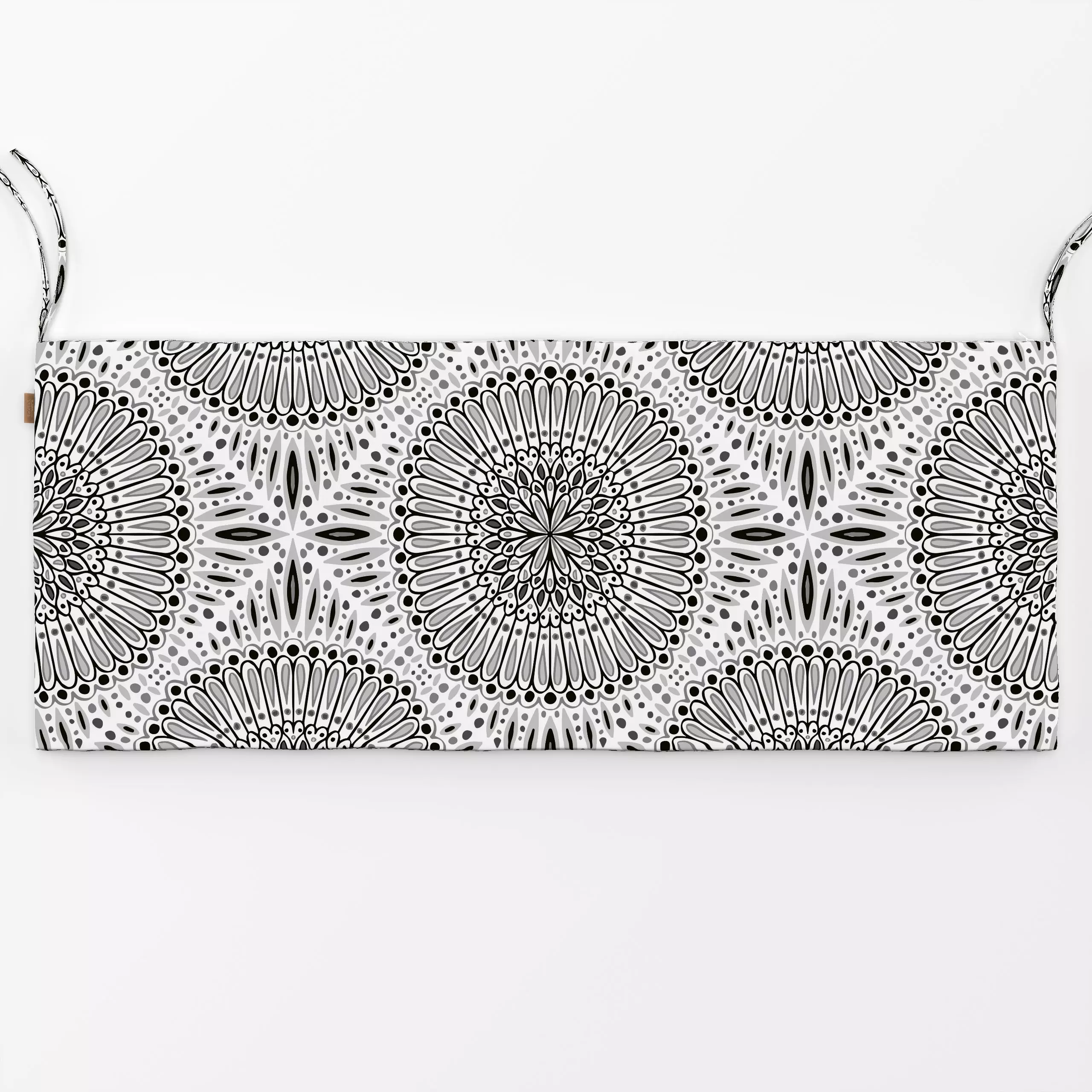 Bankauflage Mandala monochrom - Symbole & Muster - von „Kathrin Woo"; abstrakt, modern, Winter, monochrom, hellgrau, blackan...