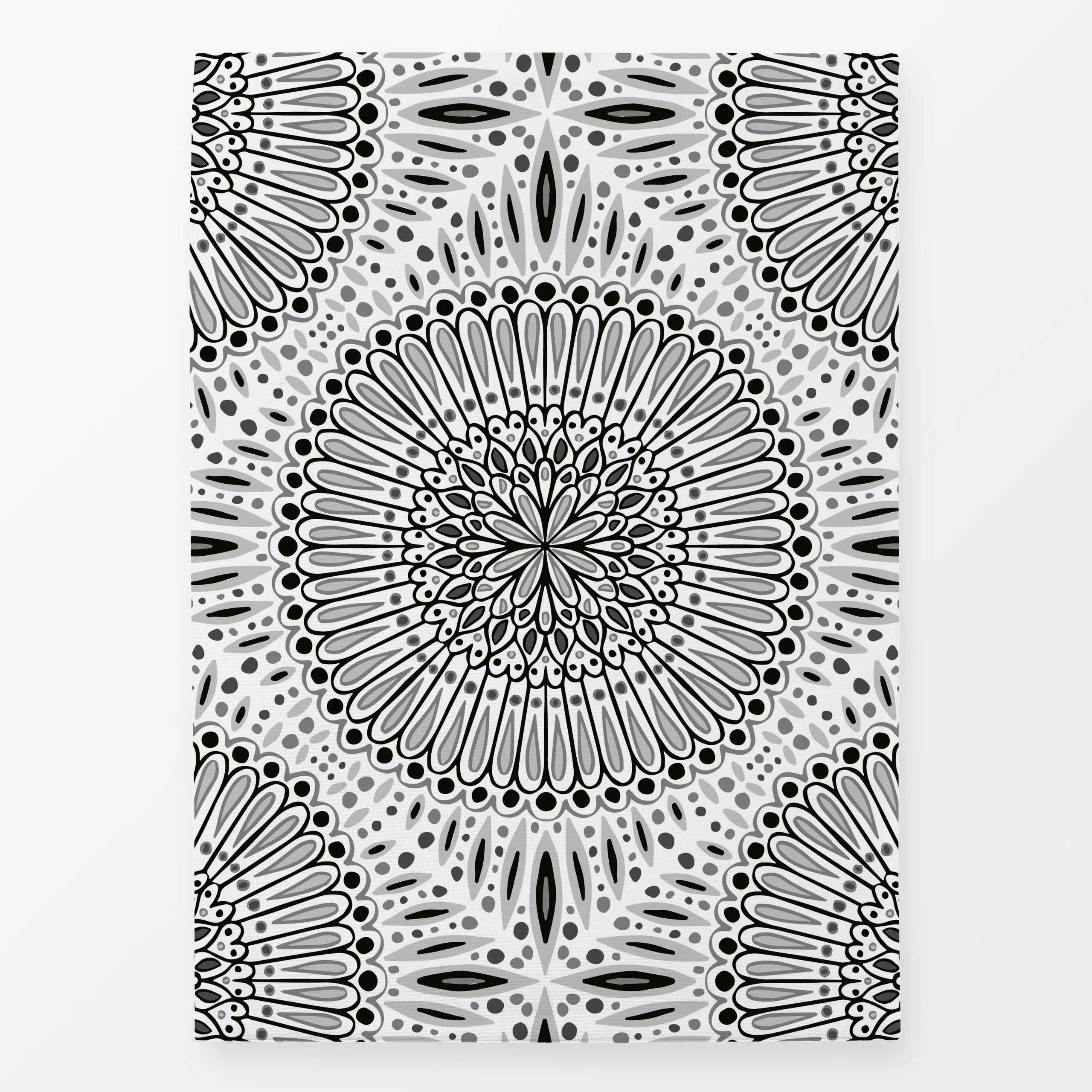 Geschirrtücher Mandala monochrom - Symbole & Muster - von „Kathrin Woo"; abstrakt, modern, Winter, monochrom, hellgrau, blac...