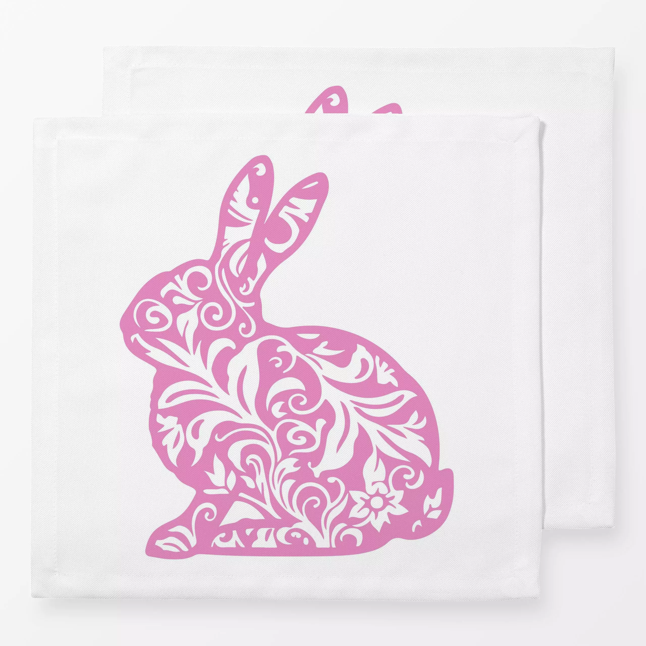 Servietten Damask Bunny Pink - Frühling, Tiere - von „Andrea Haase"; Hase, vintage, Osterhase, Nostalgie, bunny, pastellfarb...