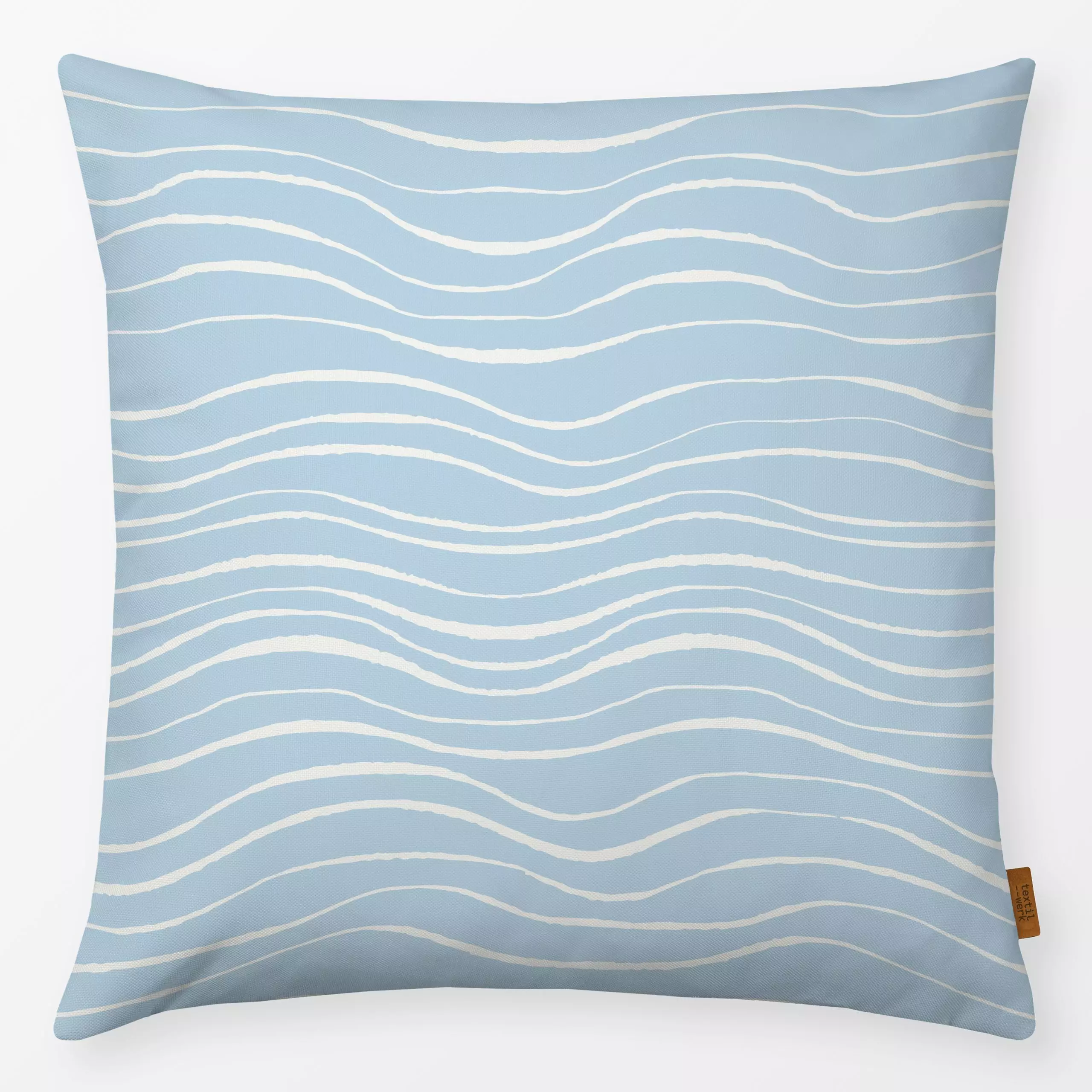 Kissen Swell aqua - Symbole & Muster - von „Katrin Graff"; Streifen, Meer, Strand, wellen, maritim, stripes, gestreift, ocea...