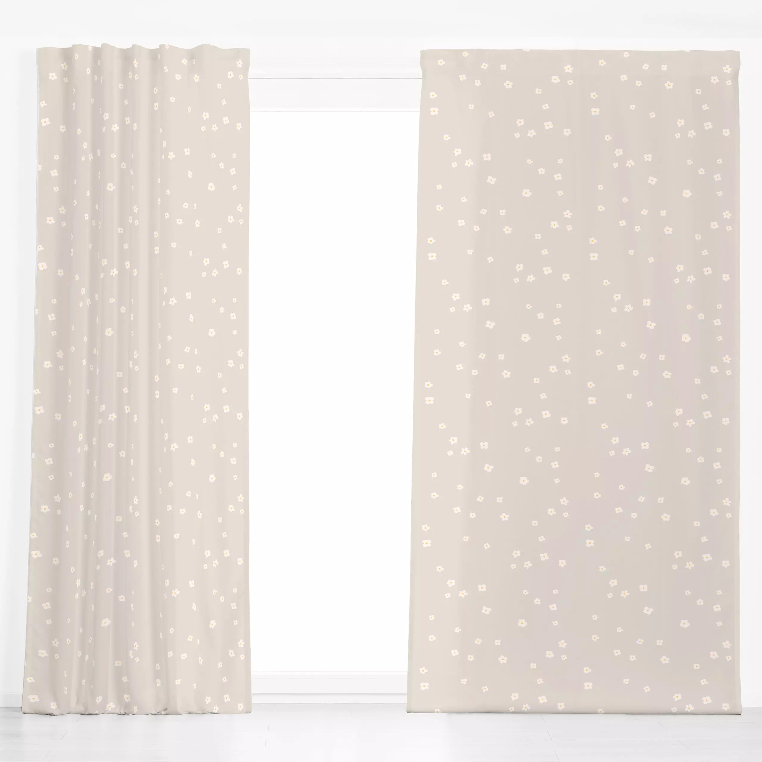 Dekovorhang Blumen Pattern Beige - Frühling - von „Sophie Augustin Illustration"; Blumen, Wiesenblumen, Ostern, streublumen