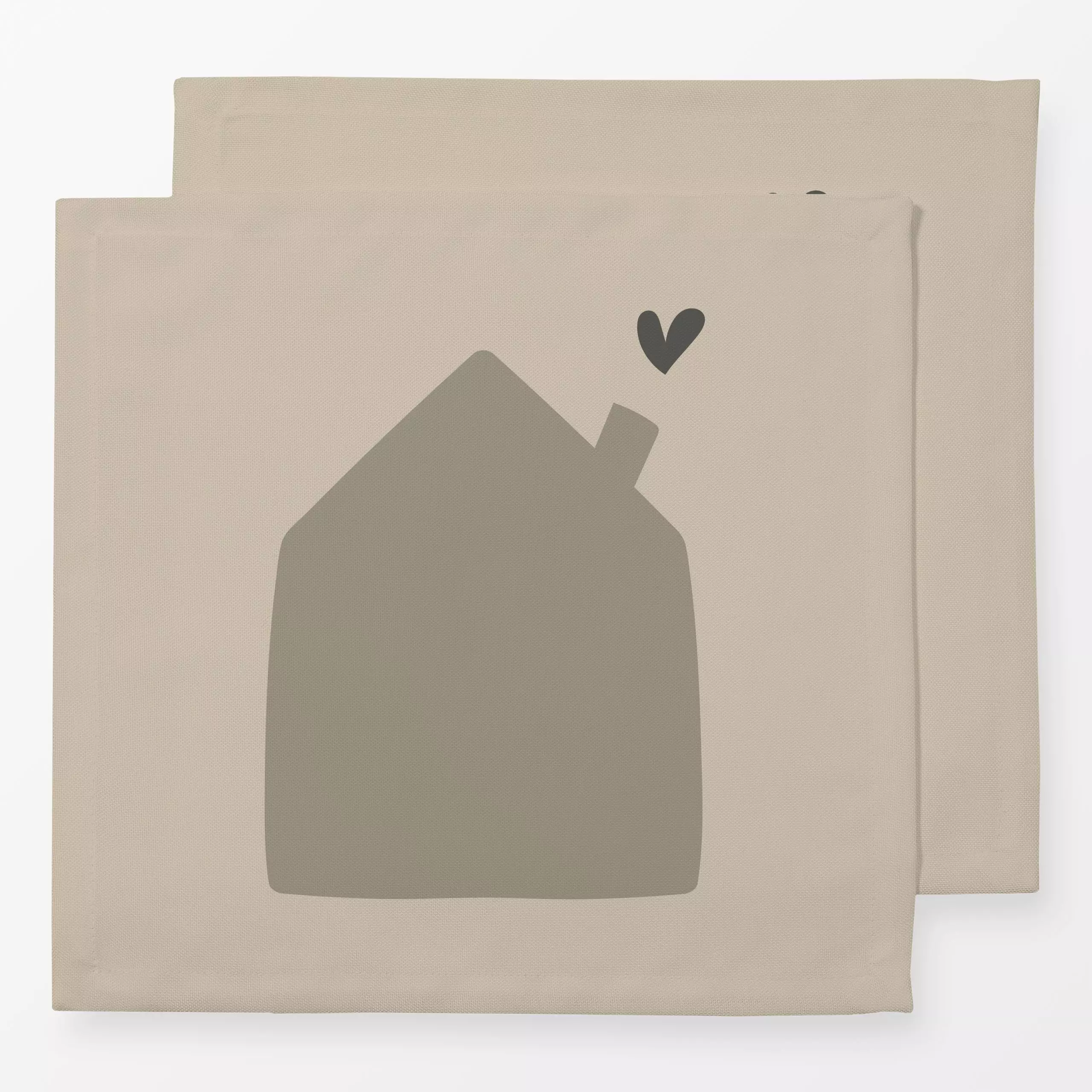 Servietten Haus Mit Herz Grau Beige - Winter - von „Alisa Knöß"; skandinavisch, Liebe, Weihnachtsdeko, Herz, winterdeko, wei...