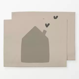 Tischset Haus Mit Herz Grau Beige