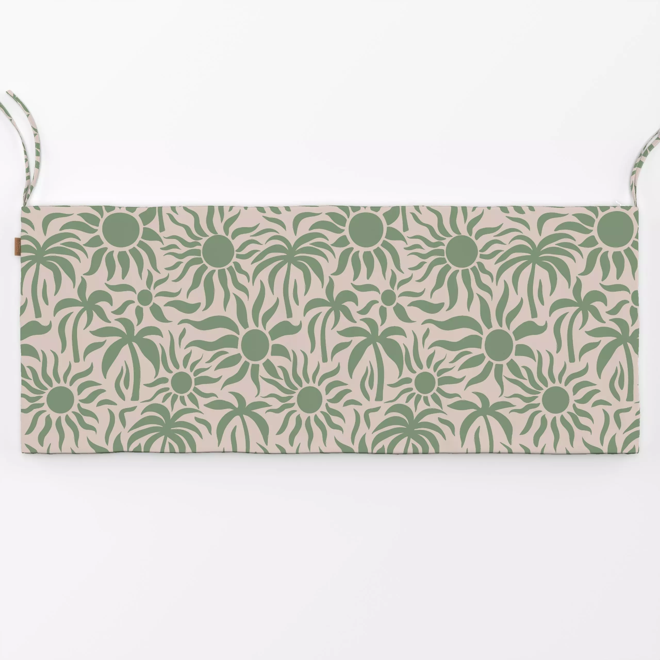 Bankauflage Sonne und Palmen Grün Beige - Natur & Landschaft, Pflanzen & Botanik - von „Studio Kesse"; Palmen, Strand, Sonne...