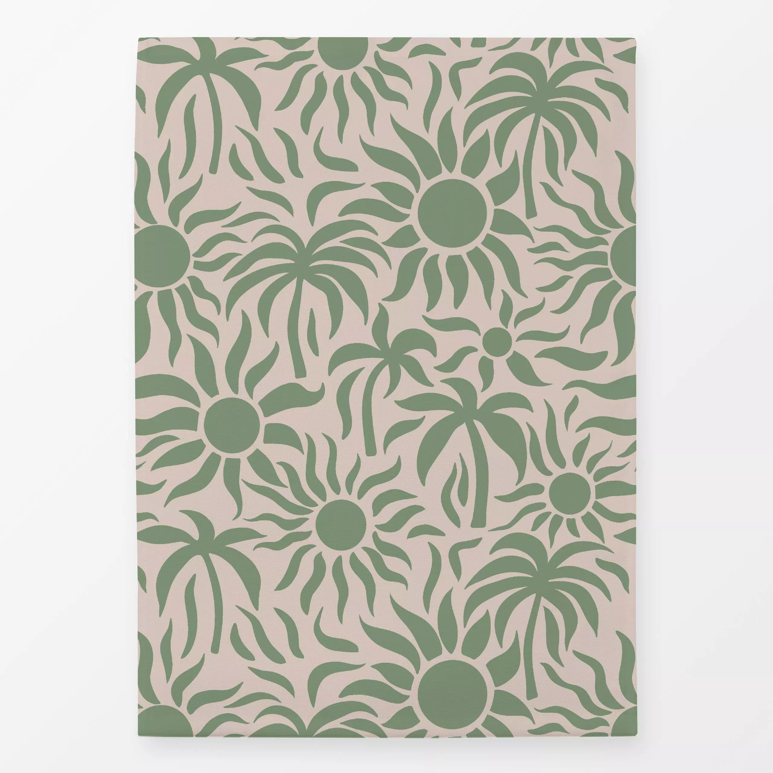 Geschirrtücher Sonne und Palmen Grün Beige - Natur & Landschaft, Pflanzen & Botanik - von „Studio Kesse"; Palmen, Strand, So...