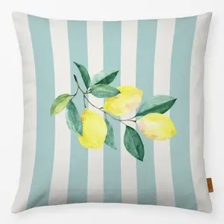 Kissen Zitronenzweig blau Streifen