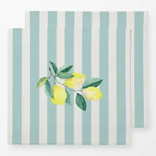 Servietten Zitronenzweig blau Streifen