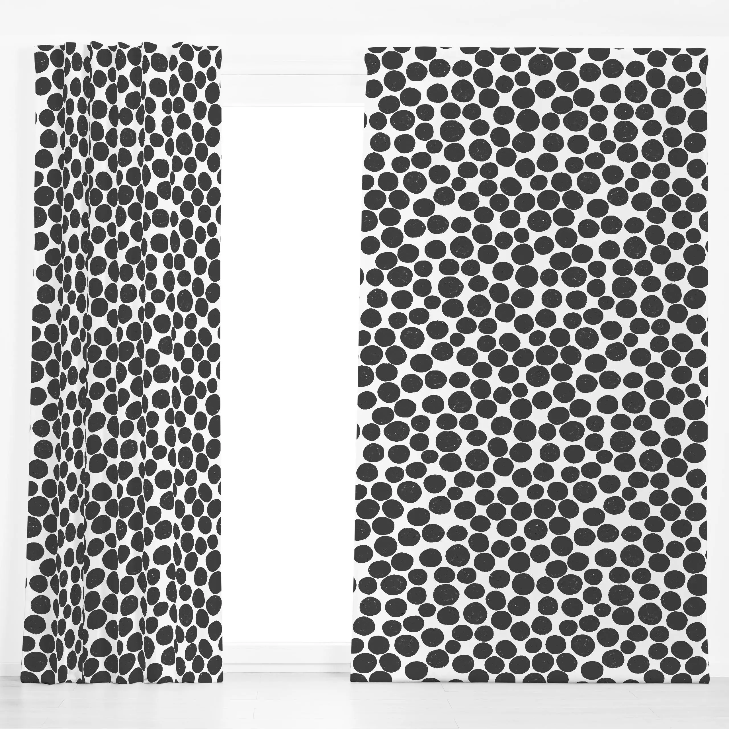 Dekovorhang Circle Black - Symbole & Muster - von „Studio ROSAGRAU"; Muster, Natur, minimal, Kreise, Dots, Naturals