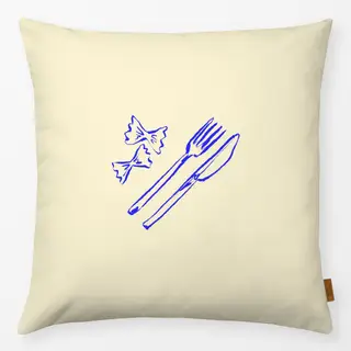 Kissen Italian Pasta & Cutlery Blue