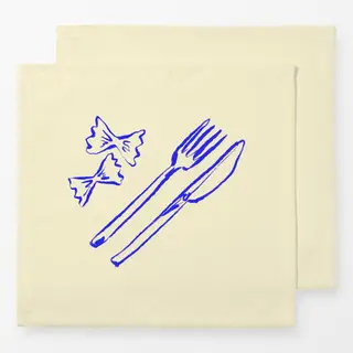 Servietten Italian Pasta & Cutlery Blue
