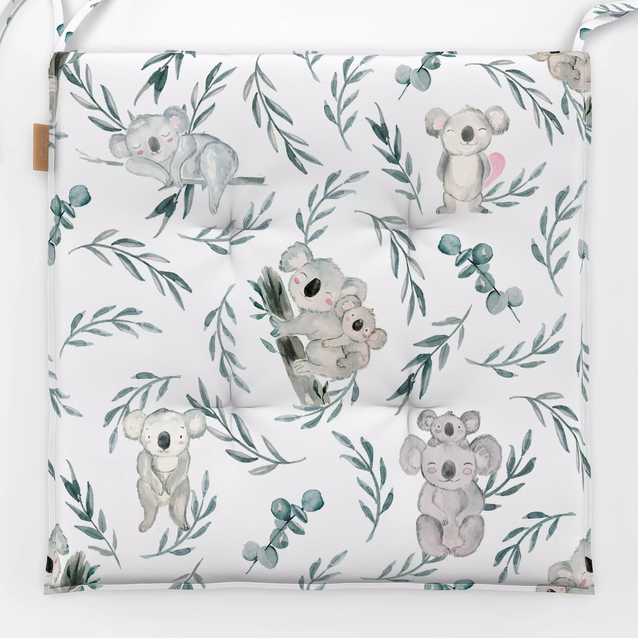 Sitzkissen Koalas mit Blättern - Kinderzimmer & Motive für Kinder, Tiere - von „Christiane Zielinski"; Kinder, Blätter, Koal...