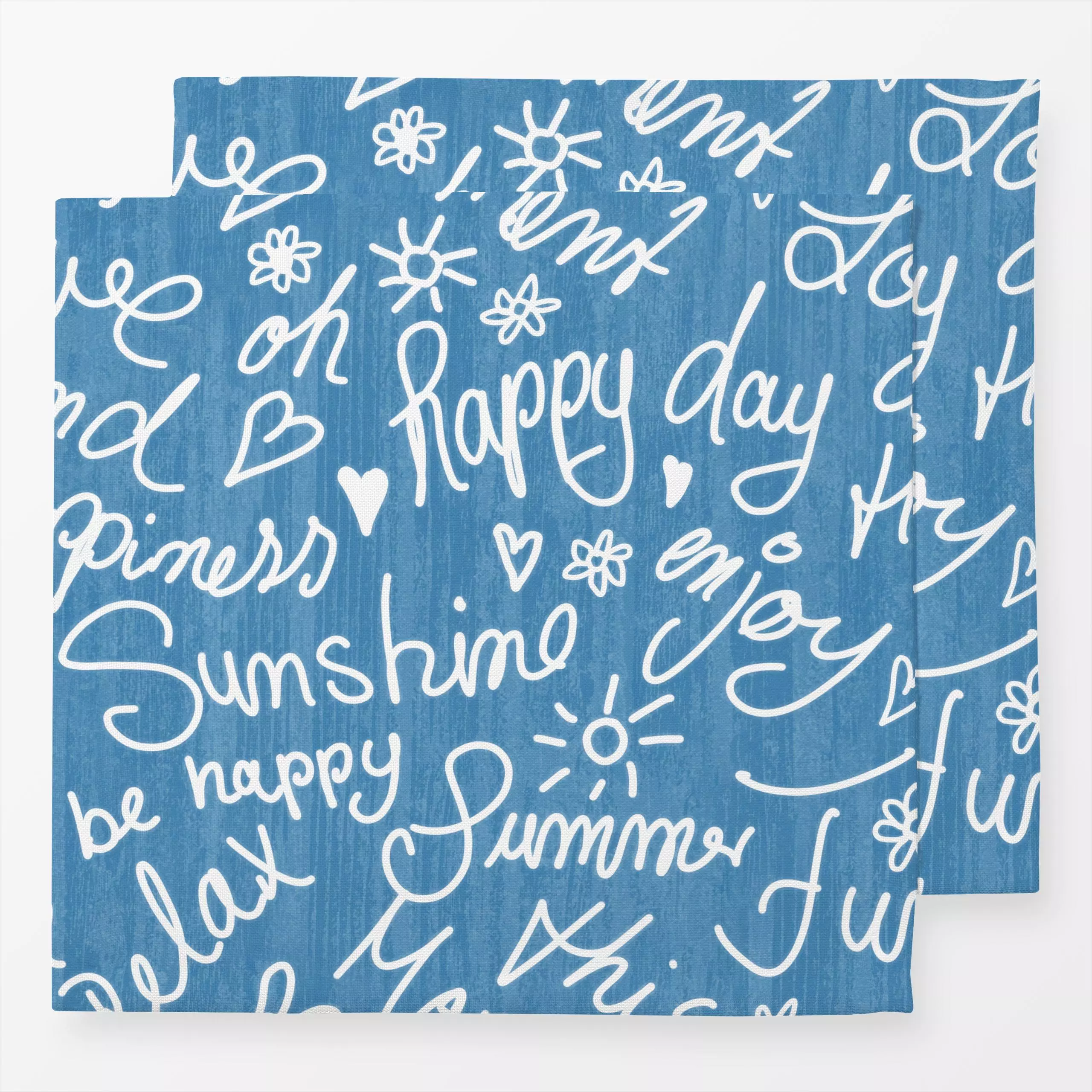 Servietten Summer Sunshine blue white - Sommer, Sprüche & Schriftzüge - von „Andrea Haase"; Sonne, Glückwunsche, Sommer, sch...